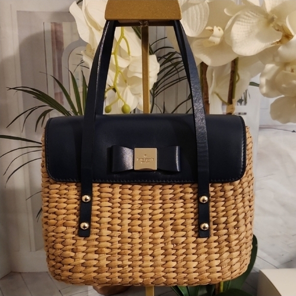 kate spade Handbags - Kate Spade Navy and Tan Woven Shoulder Bag